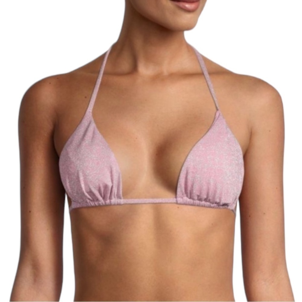 SOLD❗️Pink Bikini Isabella Rose Quartz Metallic Halter Marseille Triangle Top - Picture 1 of 9